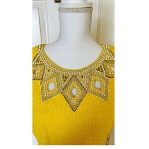 Antonio Melani beaded floral Yellow Dress size 8